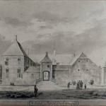 Het Huis in 1733, tekening van Abraham de Haen naar een tekening van Abraham Meyling (GldA)