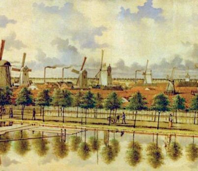 Detail van de Amsterdamse stadswal begin 19e eeuw