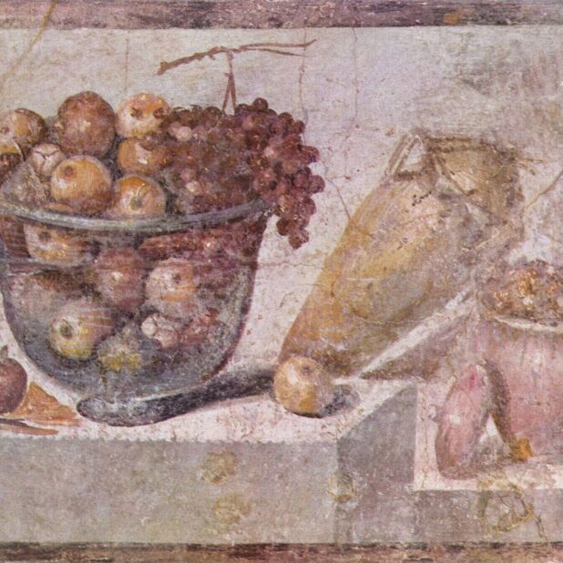 Romeins mozaiek met eten Pompeii