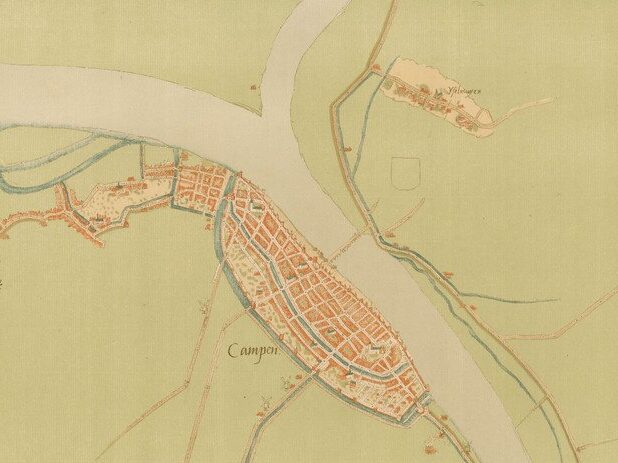 Eén van de vijf kaarten die het Historisch Centrum Overijssel in bezit heeft. De kaarten blijken inderdaad van de hand van Jacob van Deventer en werden in 1870 aangekocht