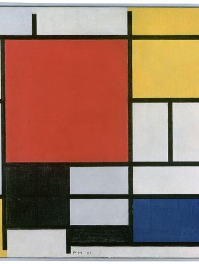 Piet Mondriaan - Compositie met groot rood vlak, geel, zwart, grijs en blauw , 1921