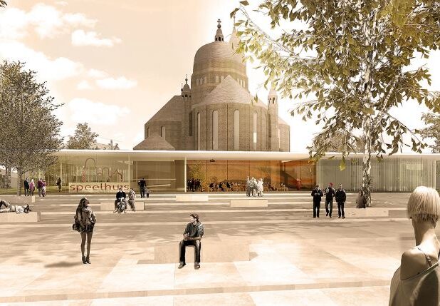 Het ontwerp van de glazen ombouw door architectenbureau Van Dongen-Koschuch