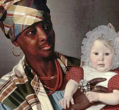 Little Marie on Neky's arm, geschilderd door N.P. Holbech in 1838. Te zien in het Deense Nationaal Museum