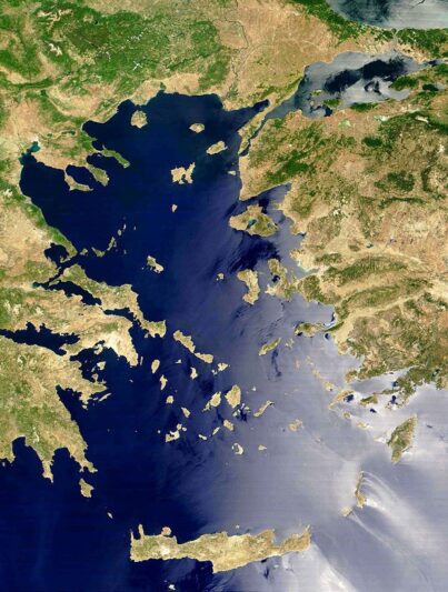 Satellietfoto van de Egeïsche Zee