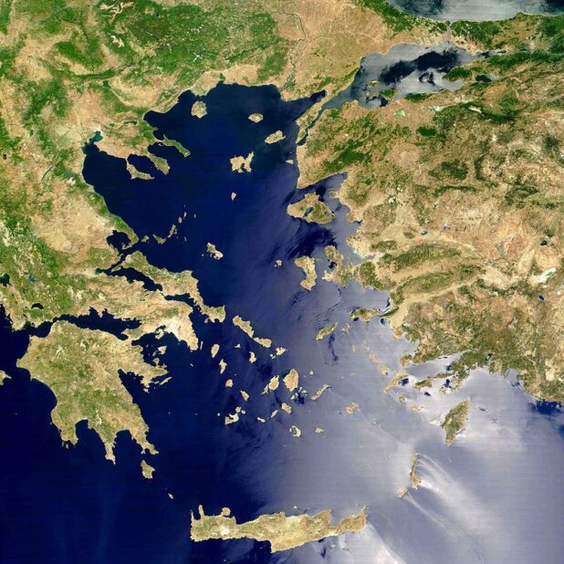 Satellietfoto van de Egeïsche Zee