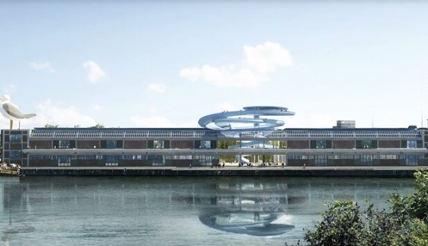 Het cirkelend uitkijkplatform voor de Fenix II-loods