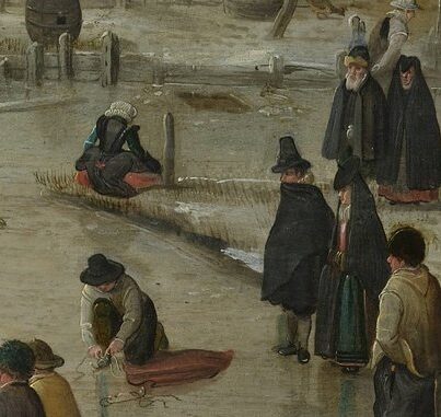 Schaatsenrijden in een dorp