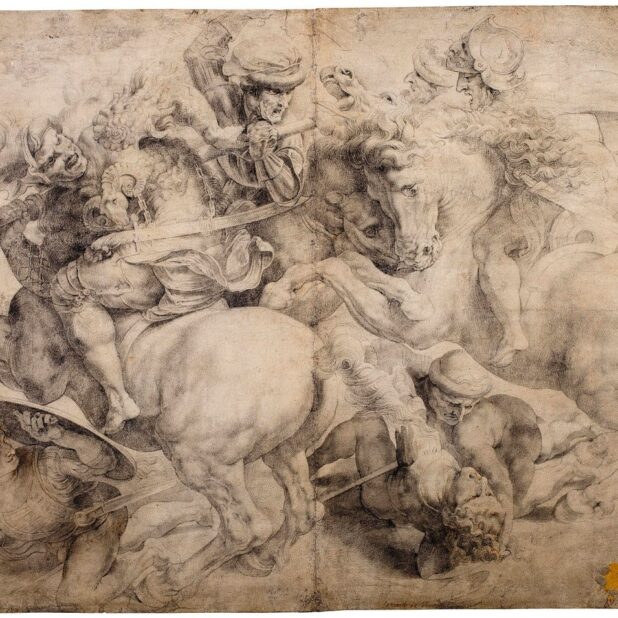 Een tekening naar een schilderij van Leonardo da Vinci