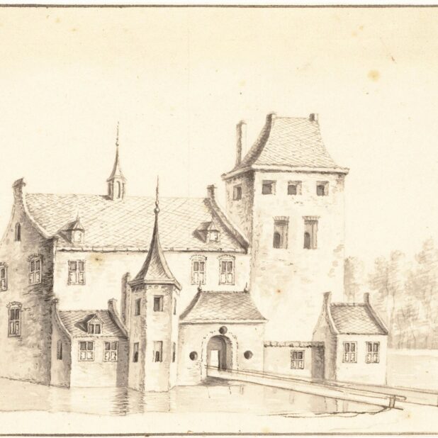 Tekening van Kasteel Middelburg naar de toestand van 1475 (datering 1750)