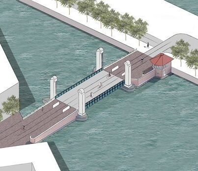 Impressie van de Gevlebrug in de Houthaven