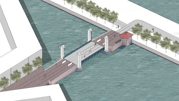 Impressie van de Gevlebrug in de Houthaven
