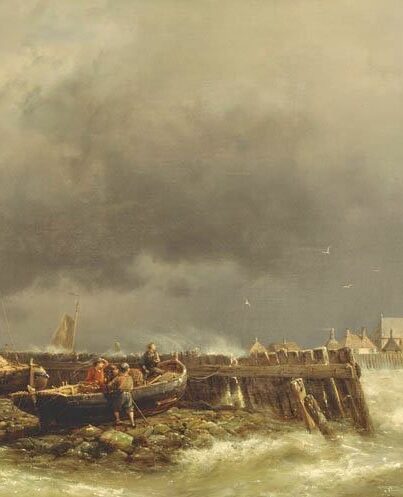Schokland enige jaren voor de ontruiming door Hermanus Koekkoek jr (1860)