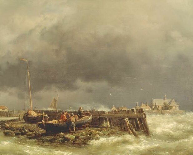 Schokland enige jaren voor de ontruiming door Hermanus Koekkoek jr (1860)