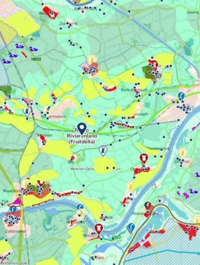 Detailweergave van de kaart Regionale Energiestrategie (RES) - Rivierenland