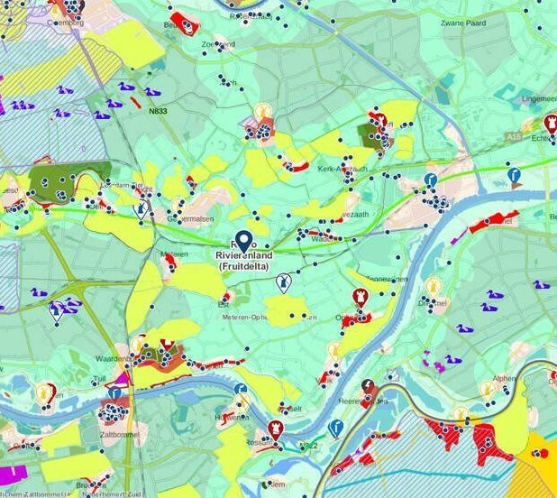 Detailweergave van de kaart Regionale Energiestrategie (RES) - Rivierenland