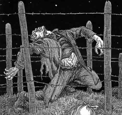 De Dodendraad, getekend door Albert Hahn in 1915
