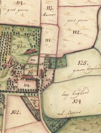 Klooster Yesse, uitsnede van een kaart van Henricus Teijsinga uit 1732