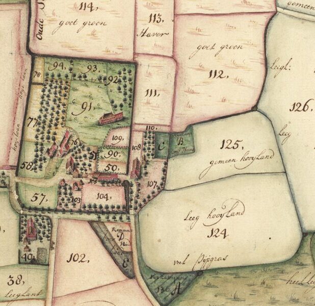 Klooster Yesse, uitsnede van een kaart van Henricus Teijsinga uit 1732