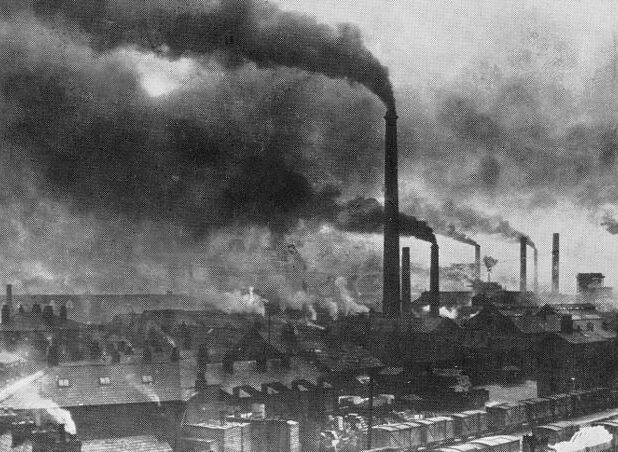Photograph of Widnes in the late 19th century showing the effects of industrial pollution.