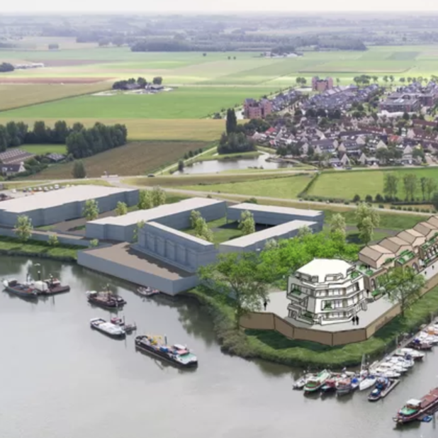 Een impressie van het plan aan de Hoge Maasdijk in Woudrichem.